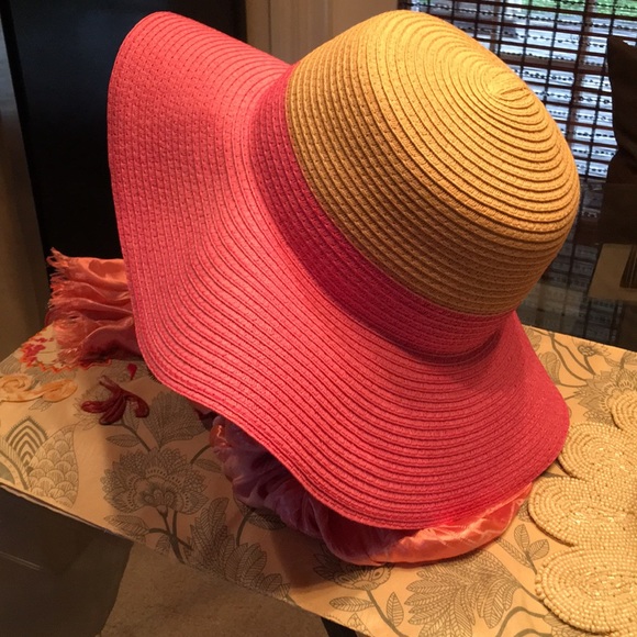 Pink and Tan Straw Hat - Picture 2 of 5